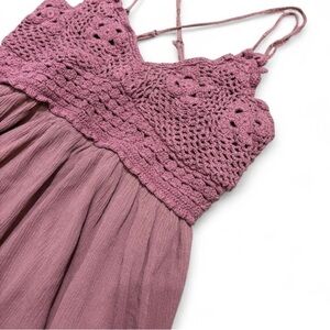 Aeropostale Mauve Pink Crochet Boho Sun Dress Adjustable Straps Medium